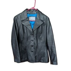 Wilsons Women's Black Button-Front Leather Jacket Large
